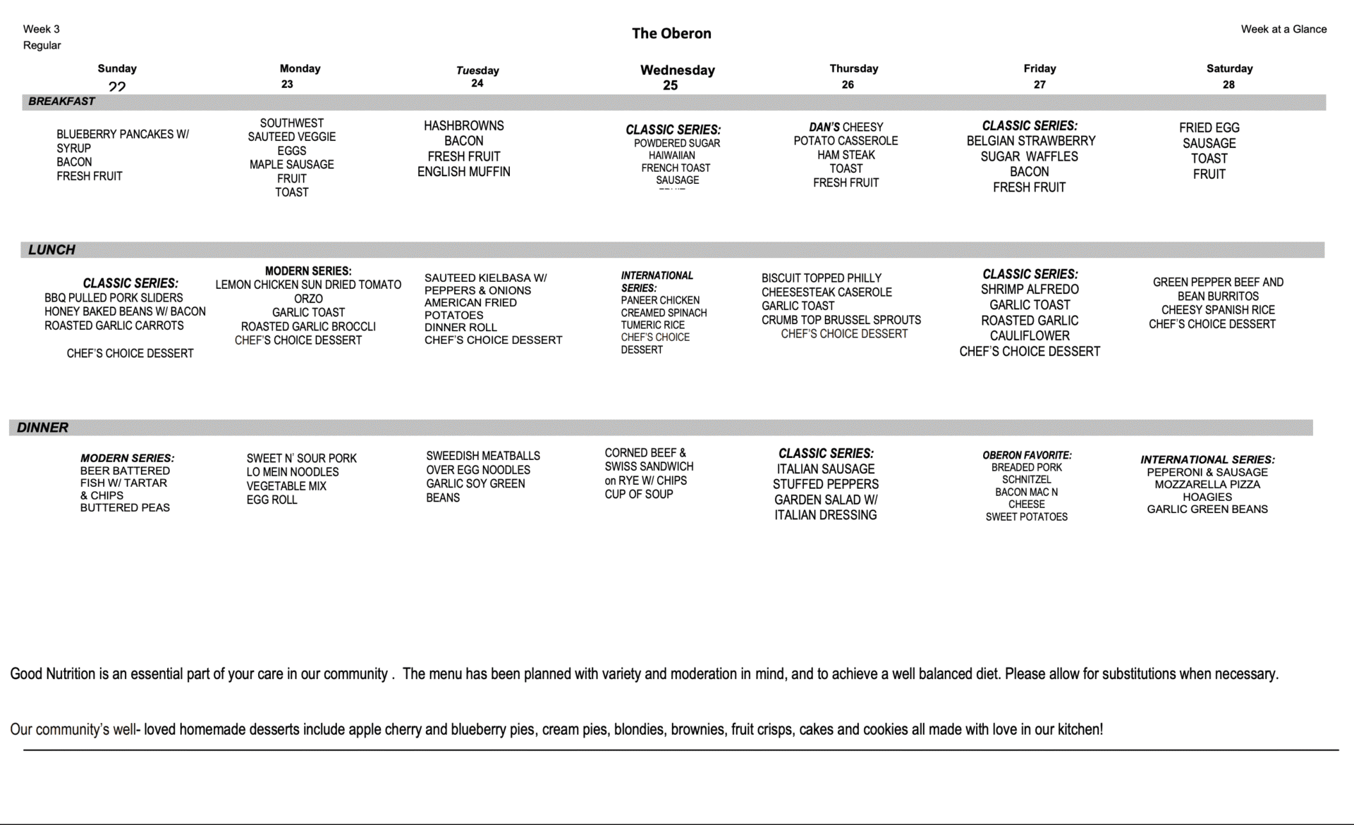Week 2 Regular Menu